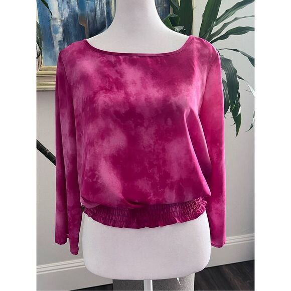 MICHAEL KORS TIE DYED BLOUSE WITH GATHERED BOTTOM size XS - Picture 2 of 8